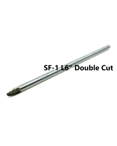 SF-1 L6 Extended Shank Double Cut Tree Shape Radius End Burr 1/4"