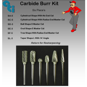 Black Carbide Burr Kit 6 Pieces